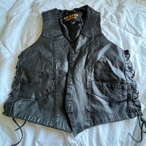 Black leather vest
